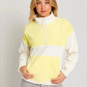 Colorblock Yellow Cream Half-Zip Pullover Size Medium